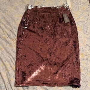 Express Sequin Pencil Skirt in Sparkling Burgundy